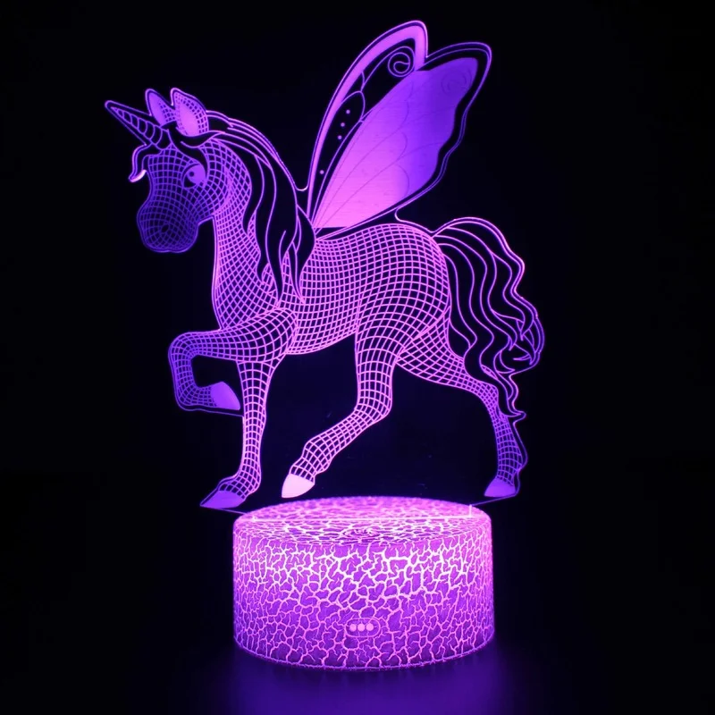 3d-Atmosfære Nat Lys Unicorn LED Touch-Fjernbetjening Farverige bordlampe Kreativ Gave Lys, Fødselsdag, Gave, Julegave 0