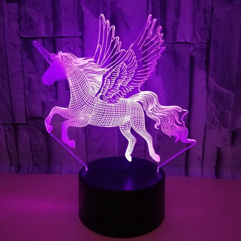 3d-Atmosfære Nat Lys Unicorn LED Touch-Fjernbetjening Farverige bordlampe Kreativ Gave Lys, Fødselsdag, Gave, Julegave 1