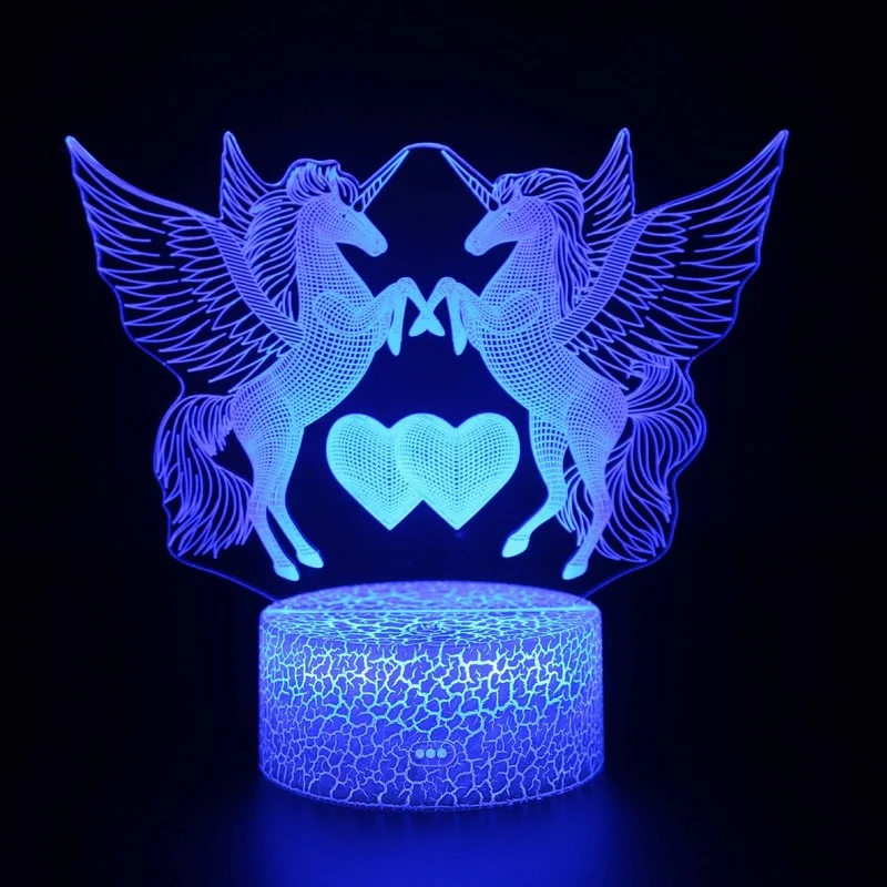 3d-Atmosfære Nat Lys Unicorn LED Touch-Fjernbetjening Farverige bordlampe Kreativ Gave Lys, Fødselsdag, Gave, Julegave 2