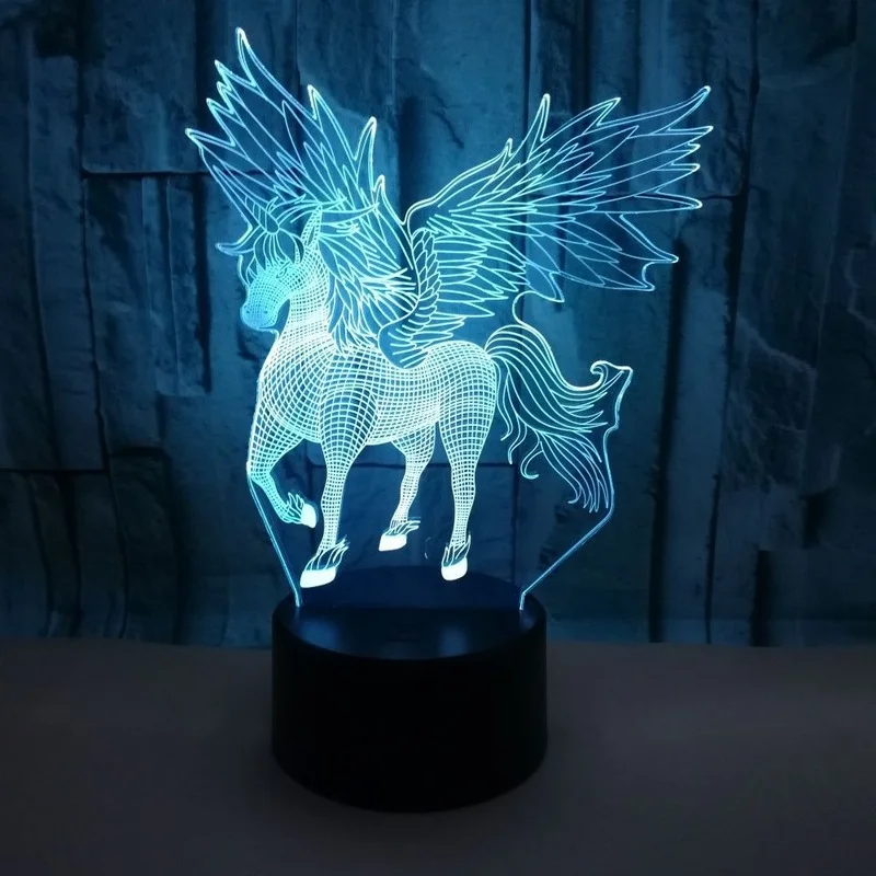 3d-Atmosfære Nat Lys Unicorn LED Touch-Fjernbetjening Farverige bordlampe Kreativ Gave Lys, Fødselsdag, Gave, Julegave 3