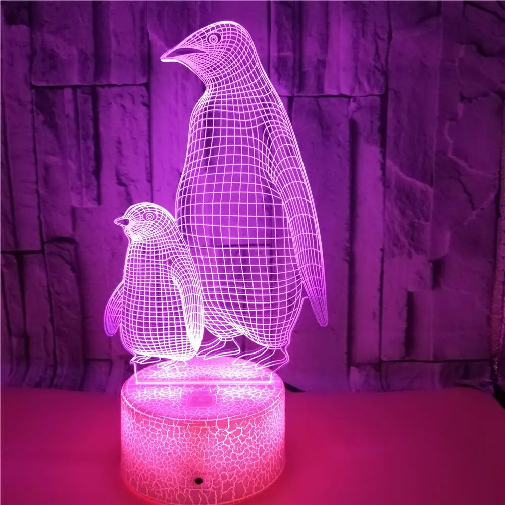 VCity Penguin 3D Touch Eller Fjern-Nat Lys Kreative 7 Farver Ændre Lampe Ferie Indendørs Belysning Fødselsdag Gave Til Børn 3