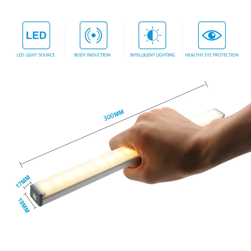 Plutus-Quinn LED Nat Lys Motion Sensor Wireless USB-Genopladelige 20 30 40 50 cm Nat lampe Til Køkken, Garderobe Skab Lampe 0