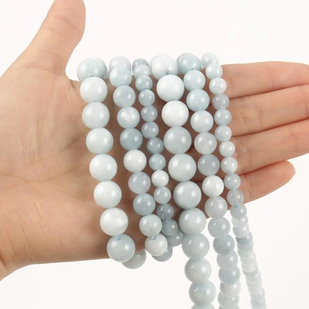 AA natursten Beryls Runde Perler til Smykker at Gøre DIY Håndlavet Armbånd Halskæde Tilbehør 6 8 10 mm Akvamariner Beads15' 1