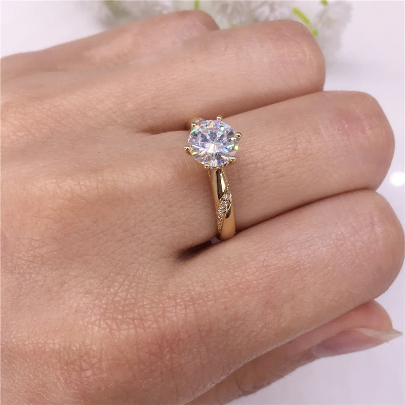 14K Guld Moissanite Diamant smykker Ring 1ct 2ct 3ct Trendy bryllupsfest Engagemen-års Jubilæum Ring Glat indstilling 0