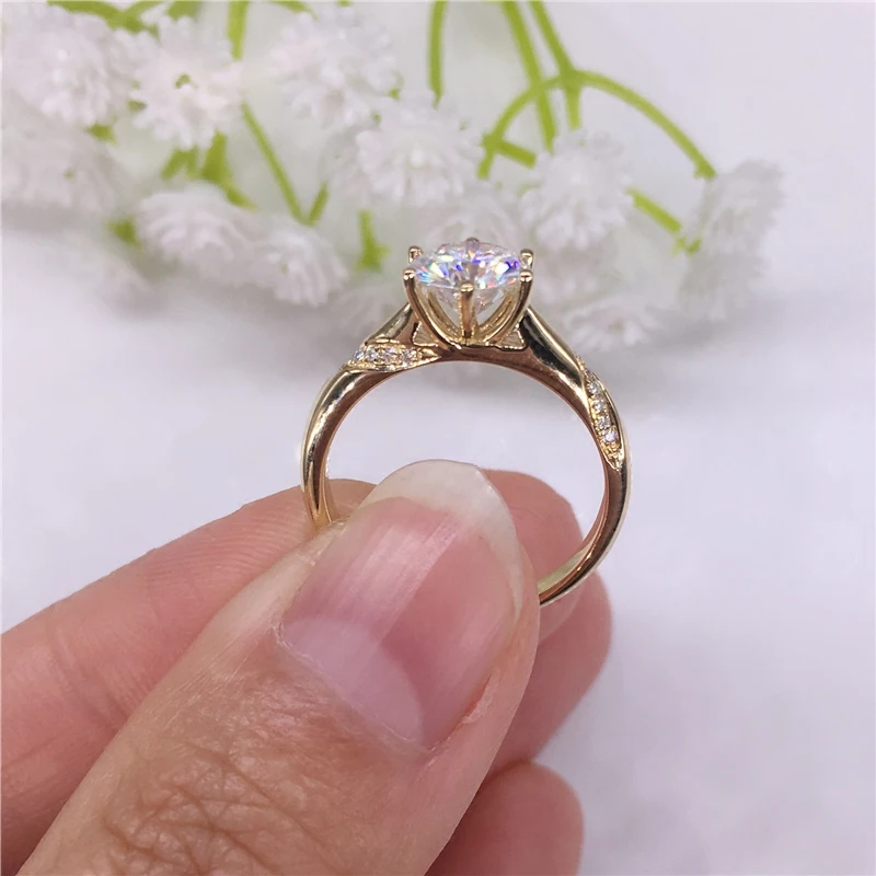 14K Guld Moissanite Diamant smykker Ring 1ct 2ct 3ct Trendy bryllupsfest Engagemen-års Jubilæum Ring Glat indstilling 1