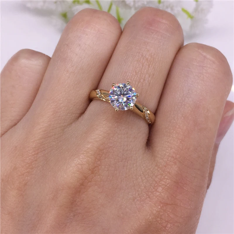14K Guld Moissanite Diamant smykker Ring 1ct 2ct 3ct Trendy bryllupsfest Engagemen-års Jubilæum Ring Glat indstilling 3
