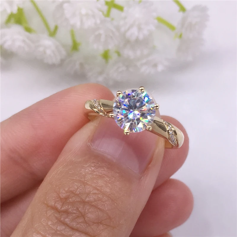 14K Guld Moissanite Diamant smykker Ring 1ct 2ct 3ct Trendy bryllupsfest Engagemen-års Jubilæum Ring Glat indstilling 4