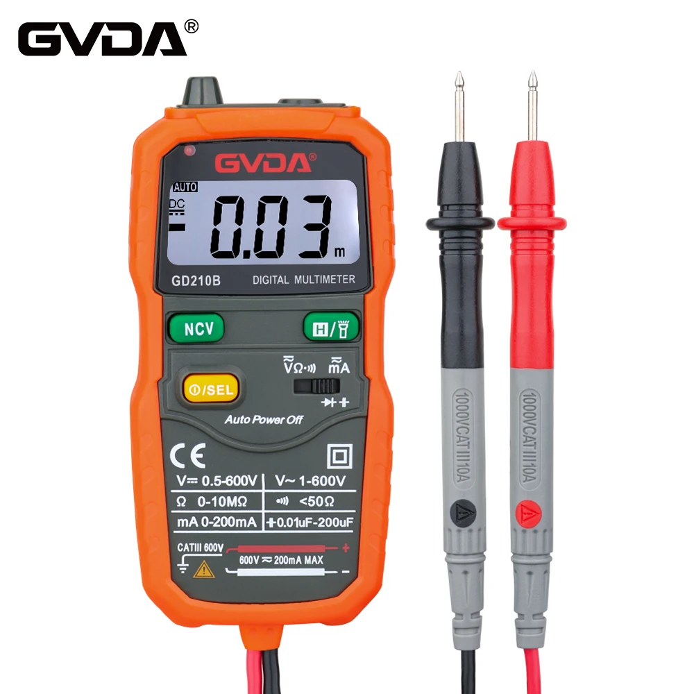 GVDA NCV Digital Multimeter Mini-Voltmeter AC DC Ohm Hz Spænding Meter Smart Amperemeter Universal Multimetro Kapacitans Tester 2