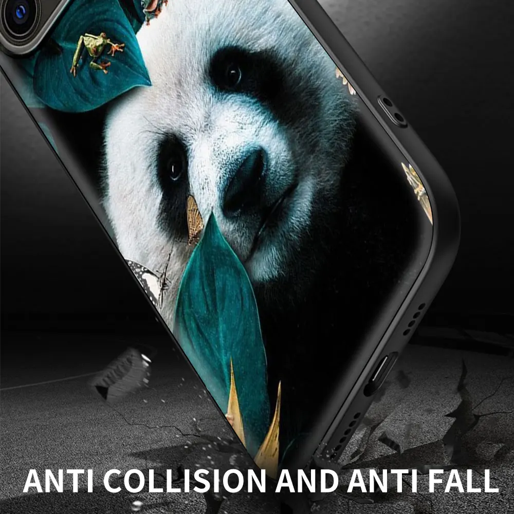 Super Søde Panda Sort Soft Cover til iPhone 11 Pro 12 Mini-XR-X 7 8 6 6S Plus XS Max 5 5S SE 2020 Telefon-etui TPU Shell Coque 4