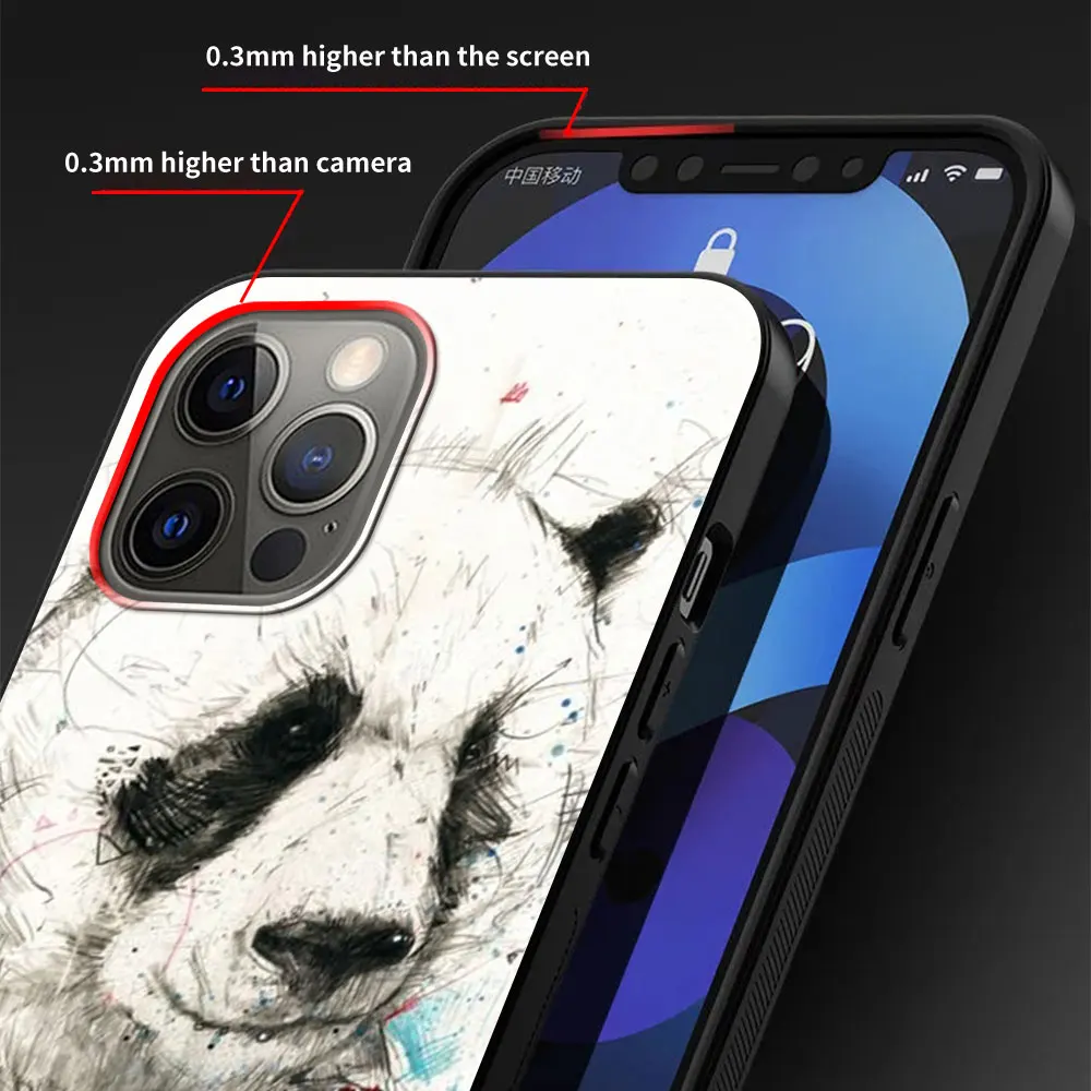 Super Søde Panda Sort Soft Cover til iPhone 11 Pro 12 Mini-XR-X 7 8 6 6S Plus XS Max 5 5S SE 2020 Telefon-etui TPU Shell Coque 5