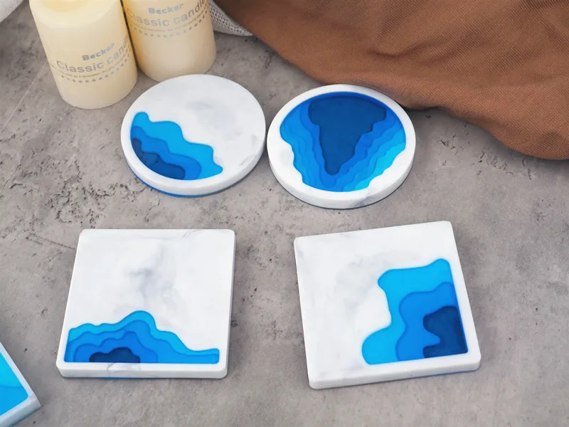 Epoxy Harpiks Krystal Lim Uregelmæssige Skuffe Ocean Terrasser Landskab Coaster Spejl Silikone Forme Til Harpiks 3