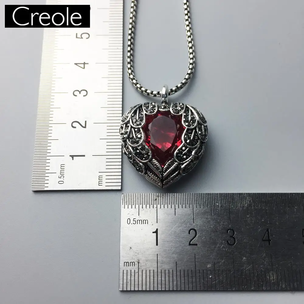 Link Kæde Halskæde Rød Krystal Hjerte Gave Til Kvinder, Europe Stil 925 Sterling Sølv Fashion Trendy Romantiske Smykker 1