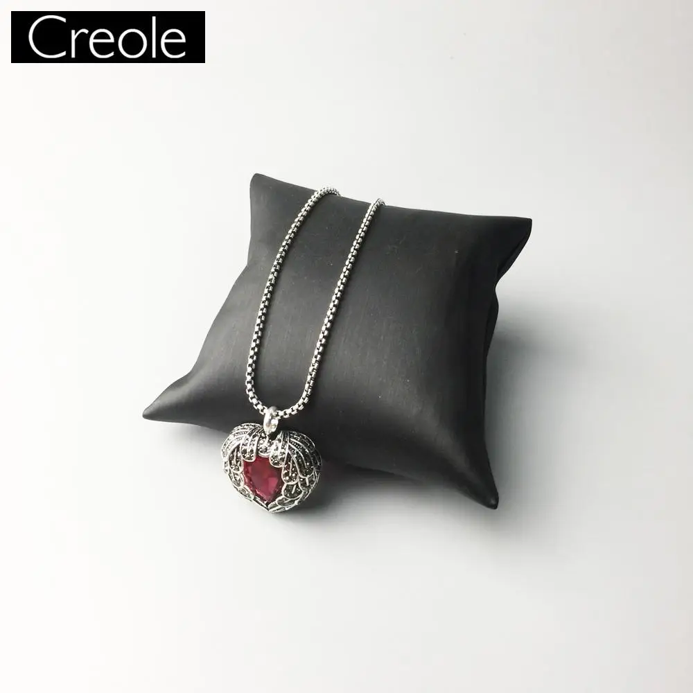 Link Kæde Halskæde Rød Krystal Hjerte Gave Til Kvinder, Europe Stil 925 Sterling Sølv Fashion Trendy Romantiske Smykker 5