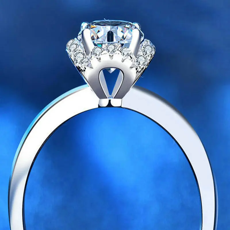 Moissanite ring smykker af Sterling sølv 925 ringe, Diamant ring for par luksus designer 1ct D farve blomst Opløbet form 1