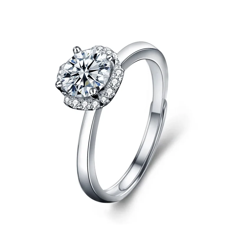 Moissanite ring smykker af Sterling sølv 925 ringe, Diamant ring for par luksus designer 1ct D farve blomst Opløbet form 2