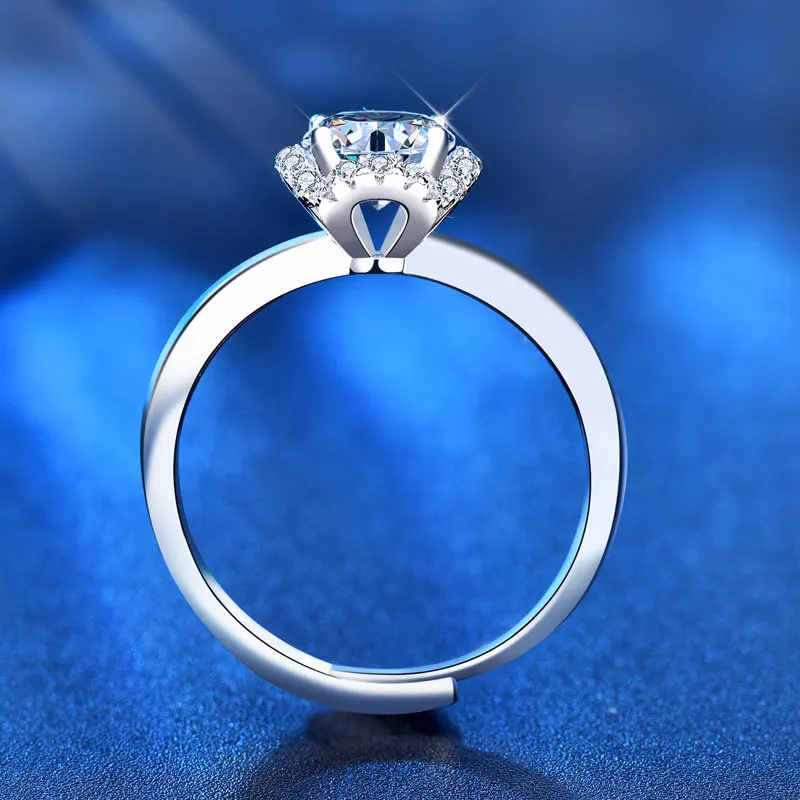 Moissanite ring smykker af Sterling sølv 925 ringe, Diamant ring for par luksus designer 1ct D farve blomst Opløbet form 3