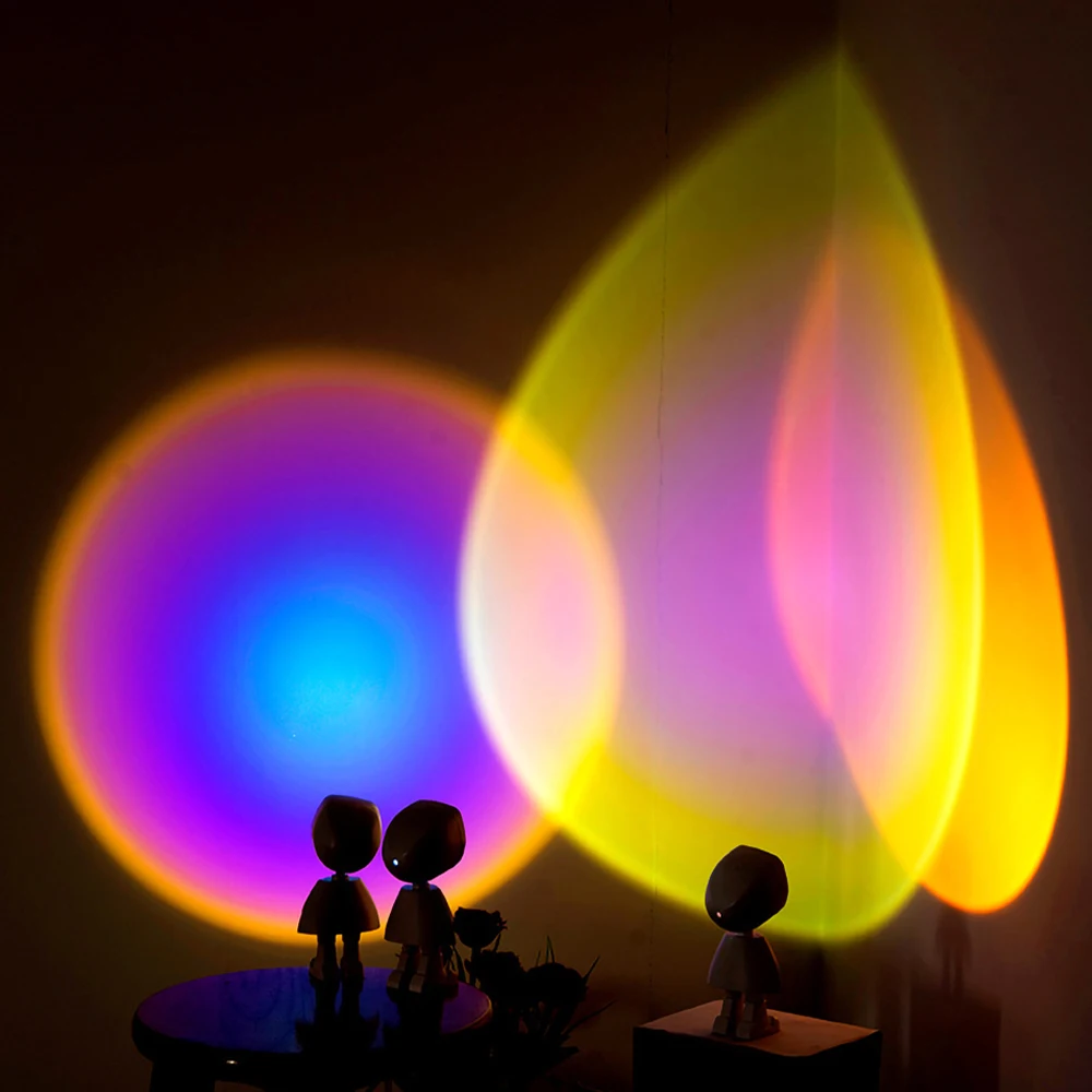 Robot Solnedgang Lampe Stjerneklar Projektor USB-LED Nat Lys Rainbow Touch Skifte Atmosfære Dæmpning Værelse Wall Dekorativ bordlampe 1