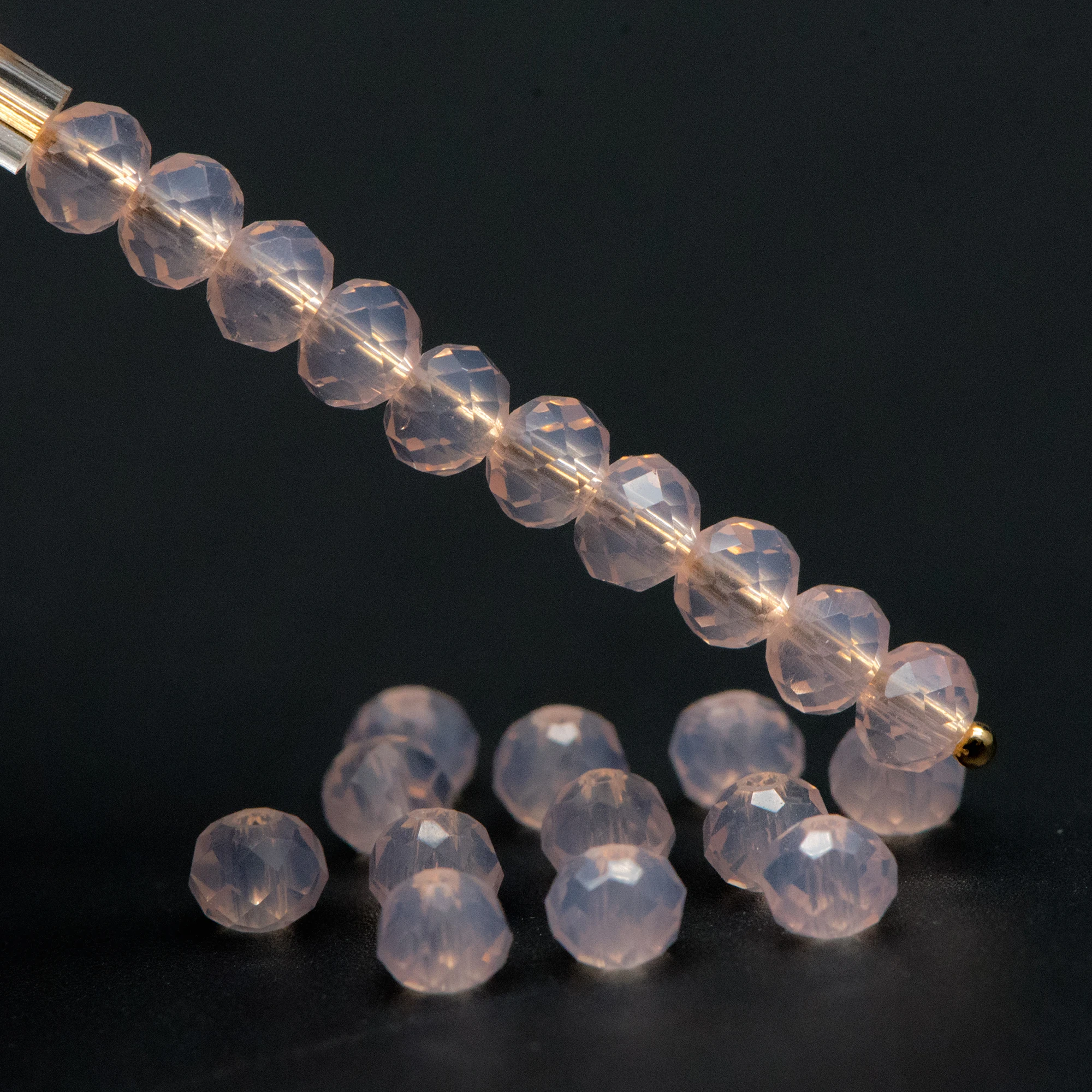 150 perler - Krystal Glas Rondelle Lille Facetteret perler 3x4mm, Fersken Pink (#BZ04-166) 0