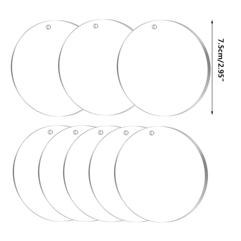 100 Stykker 3 Tommer Klar Akryl Nøgleringe Tomme felter med Hul Slidstærkt Akryl Gennemsigtige Runde Cirkel Disk for DIY Vinyl Nøglering 4