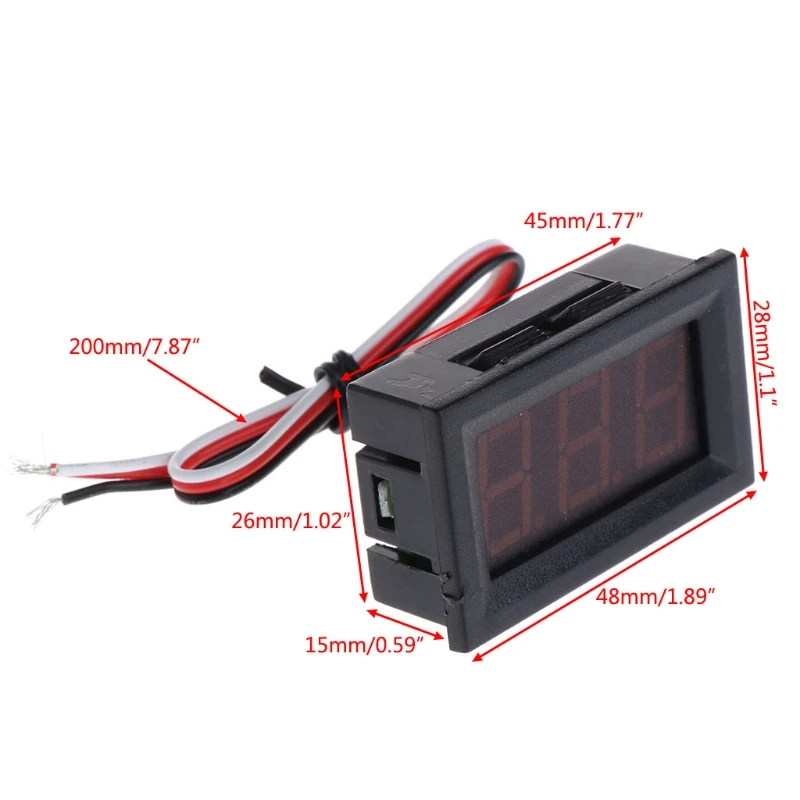 DC 0-100V 3-Wire-Voltmeter LED 0.56 i Digital Spænding Meter-Panel Skærm Tester 449C 0