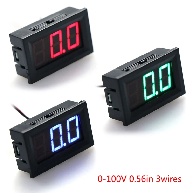 DC 0-100V 3-Wire-Voltmeter LED 0.56 i Digital Spænding Meter-Panel Skærm Tester 449C 1