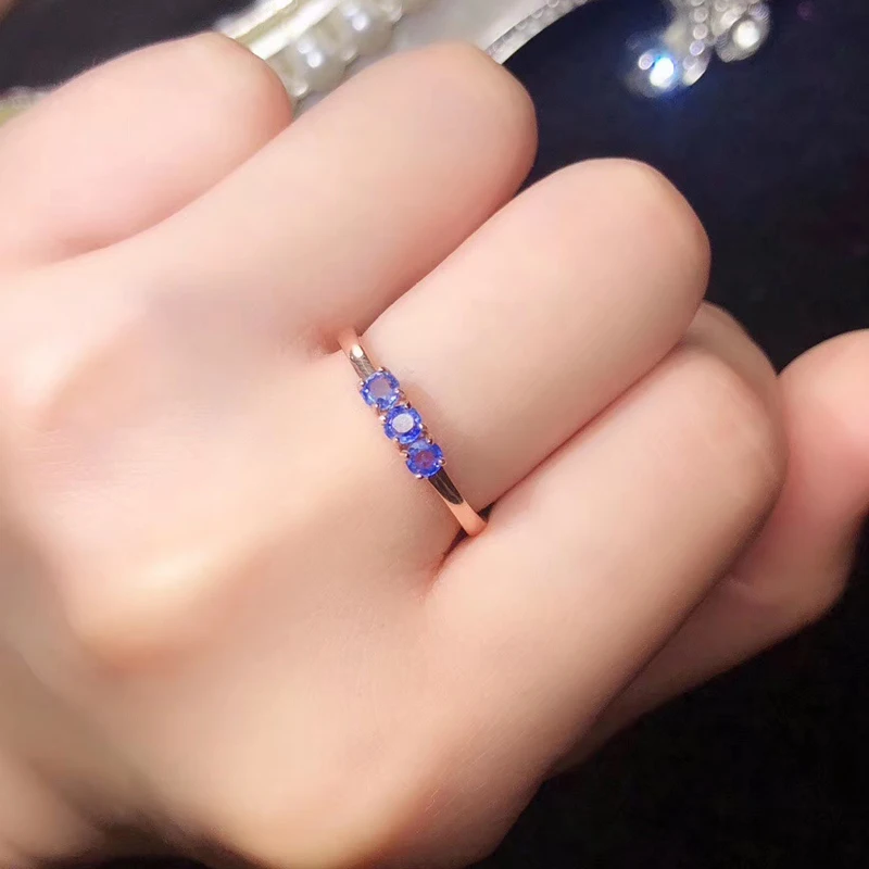 CoLife Smykker Naturlige Safir Ring 3mm Ægte Safir Sølv Ring 925 Sølv Safir Smykker Fødselsdag Gave til Pige 4