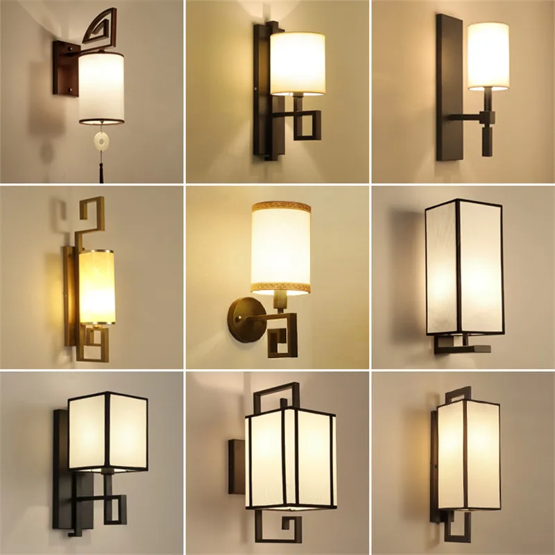 12 typer Kinesisk Stil Stof Væg Lampe LED-Stue, Soveværelse Wandlamp Trapper Gangene Veranda væglampe Luminaria de parede 2