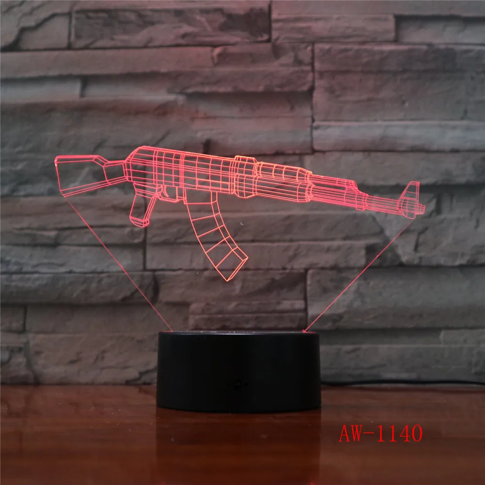 2019 Nye Dreng Cool 3D LED Nat Lys PUBG Maskinpistol M416 Dreng Gave, 7 Farver Ændre USB-Batteri bordlampe Gaver AW-1140 1