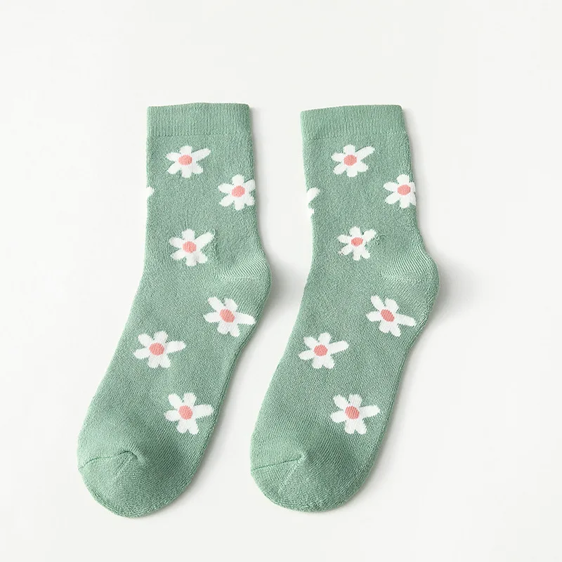 Efterår og vinter ins Kvinder, Komfortable, Åndbar plaid Kirsebær Blomster kvindelige bomuld varme sokker damer Sokker til kvinder 4