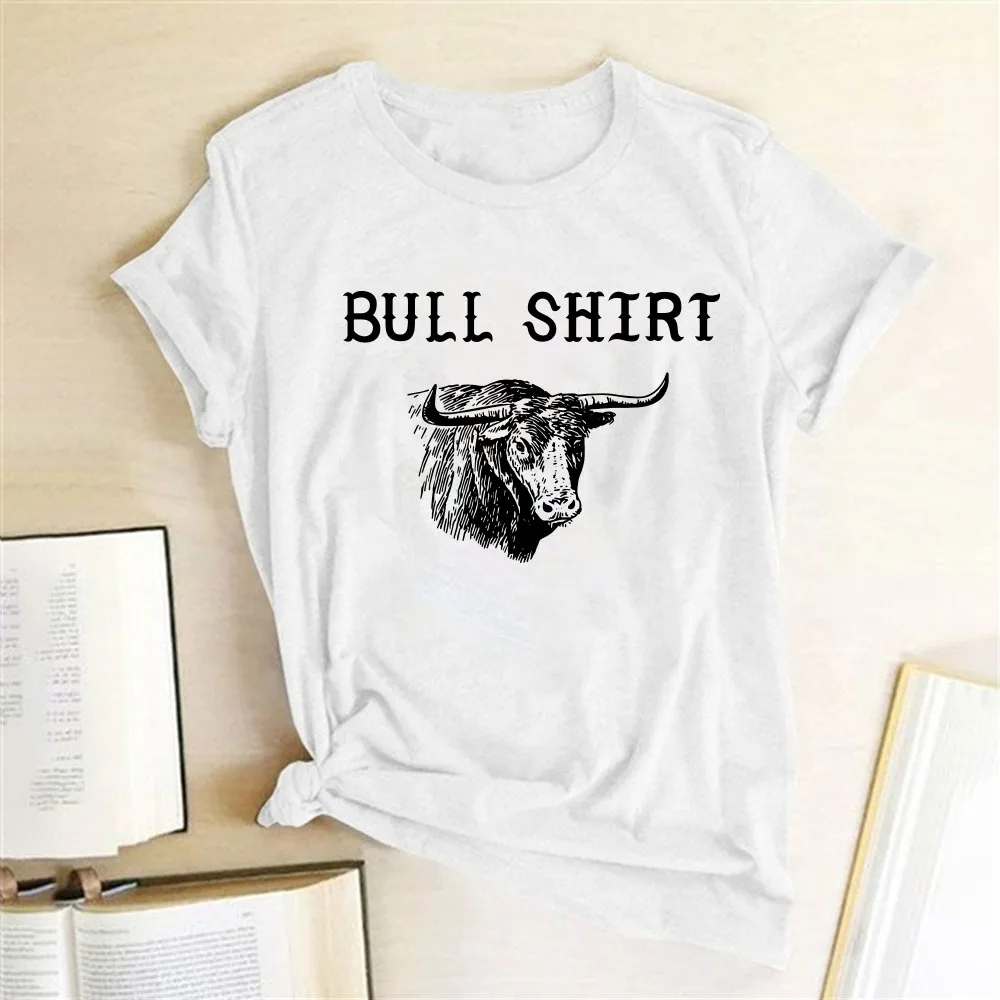 Nye Bull Shirt Print Kvinder T-shirt Med Rund Hals Løs Casual T-shirt Til Sommeren æstetisk Tøj Til Kvinder Ropa Mujer På tilbud! / Toppe Og Tees www.braedstrup-kro.dk