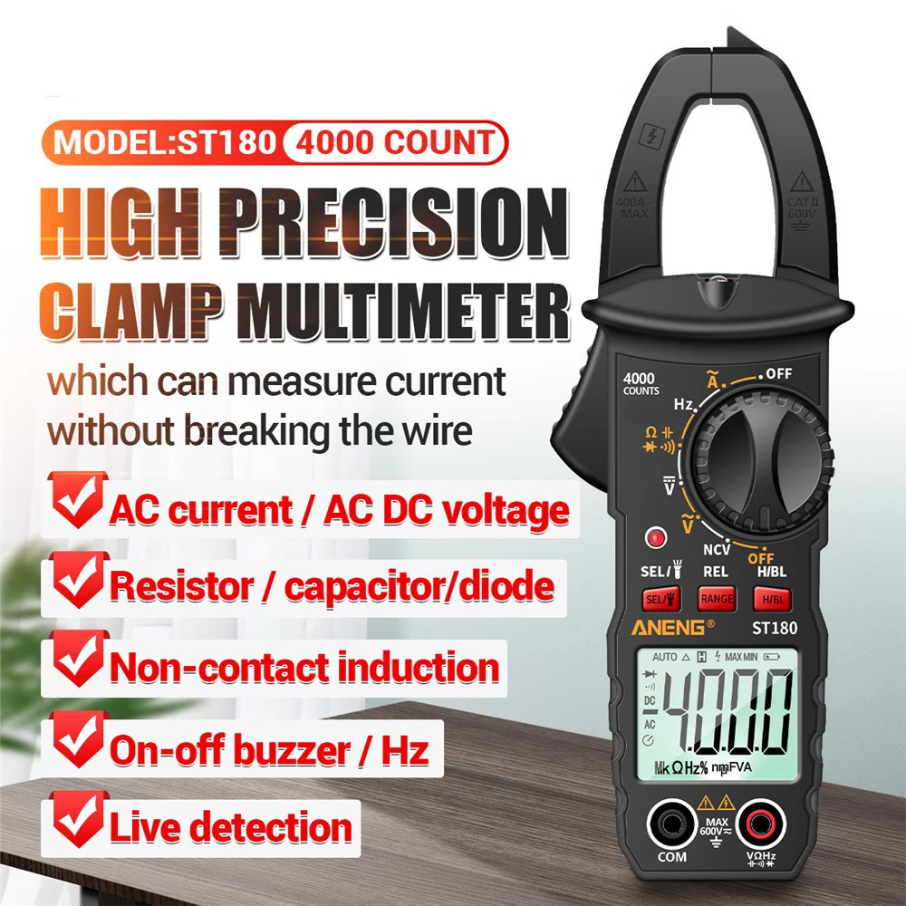 Clamp Meter Digitale Clamp Meter 4000 Tæller AC Strøm Multimeter Amperemeter Spænding Tester Kapacitans Frekvens NCV Ohm Værktøj 4