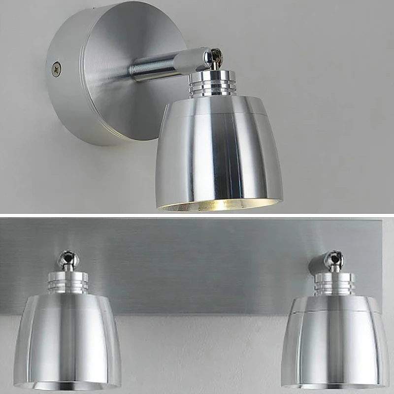 Moderne væglamper enkelt/dobbelt hoved 3W/6W LED badeværelse spejl lys roterende spejl soveværelse badeværelse væglampe aluminium 2