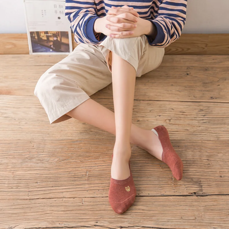 Sommeren sokker Kvinde Usynlige no-show Bomuld glade kvinder kort japansk slik Anti-slip Masse Mode sokker Kawaii Par Søde ting 4