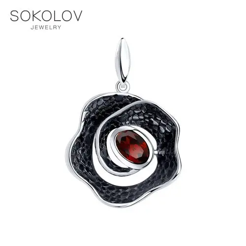 Sokolov sølv vedhæng med rød Granat, mode smykker, 925, kvinders mandlige, vedhæng til hals kvinder 1