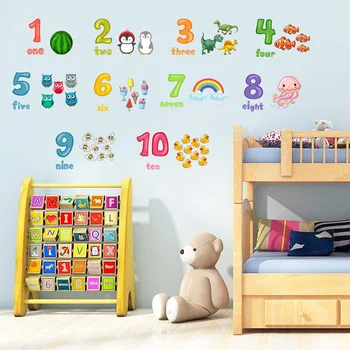 Tegnefilm Antal Wall Sticker Dyr for Kids Room Decoration Baby Tidlig Læring vægoverføringsbilleder Vinyl Børn Gaver
