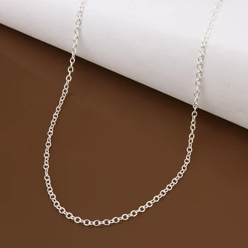 Mode 925 Sterling Sølv 1 mm Kæde Necklace18
