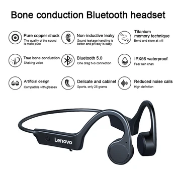 Lenovo X4 Trådløse Hovedtelefoner Bone Conduction Bluetooth Hovedtelefon Sport Kører Vandtæt Sweatproof Støvtæt 150mAh Batteri