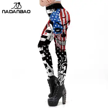 NADANBAO Amerikanske Flag Trykt Leggings Sexet Stram Mid-talje Bukser Kvinder Tøj Fitness-Træning Leggings Streetwear