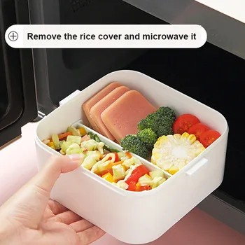 Bærbare Plast kan Genbruges Bento Boks 2 Lag Sund Separat Mad Prep Frokost Boks, Mikrobølgeovn Beholdere Madkasse med ik