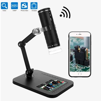 Digitalt Mikroskop 1000X Digital Zoom 1080P 8LEDs Mini Wifi Mikroskop-Kamera Elektronisk Lup med Stå DIY Lodning Værktøj