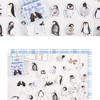 45 Stk/pakke Søde Pingvin Kawaii Papirvarer Mærkat Set Tegnefilm Dyr Dekorative Selvklæbende Etiket For Dagbog, Scrapbog Planner