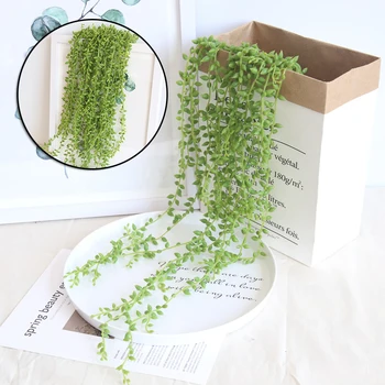 Kunstige Hængende Sukkulenter Planter Grønne Hængende Blade til Bryllup Hjem vægdekoration HANW88