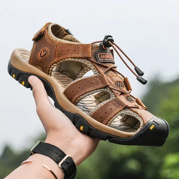Casual Mænds Sommer Sandaler Læder Sko Udendørs Beach Sandaler Åndbar Sneakers til Mænd Luksus Romerske Sko Mand Kvinder Bløde