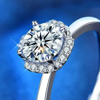 Moissanite ring smykker af Sterling sølv 925 ringe, Diamant ring for par luksus designer 1ct D farve blomst Opløbet form