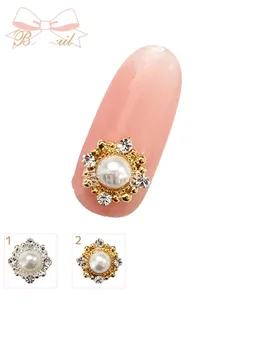 10 stk 3D Pearl AB Krystal Runde negle dekoration/ AB / Rhinestone glitter charme Søm DIY deco - / smykker håndlavet levering