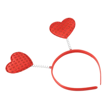 5PCS Red Kærlighed Hjerte Formet Paillet Hovedbøjle Valentine ' s Day Hår Bøjle Loop Hair Hår Lås af Hår Band Hår Tilbehør Kjole Acces