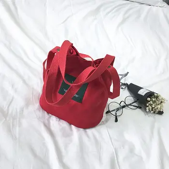 Fashion Kvinder ' s Canvas Håndtaske, skuldertaske Tote Taske Søde piger Rejser Spand taske rød