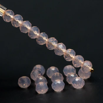 150 perler - Krystal Glas Rondelle Lille Facetteret perler 3x4mm, Fersken Pink (#BZ04-166)