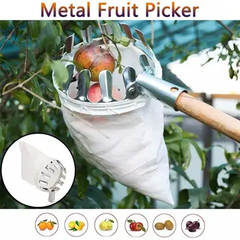 Metal Frugt Picker Bærbare Havearbejde Praktisk Orchard Picking Værktøjer Æble Fersken Højt Træ At Plukke Værktøjer Frugt Catcher Værktøj
