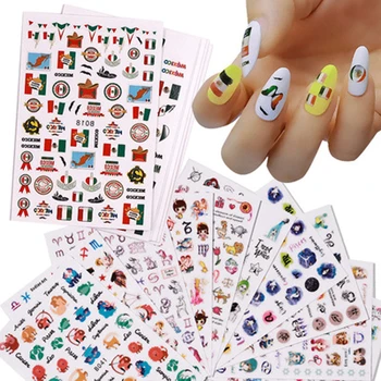 6/10 Ark Poker Nail Art Mærkat Decals Spillekort Design Tips Tolv Konstellation Mexicanske Nail Stickers Blandet
